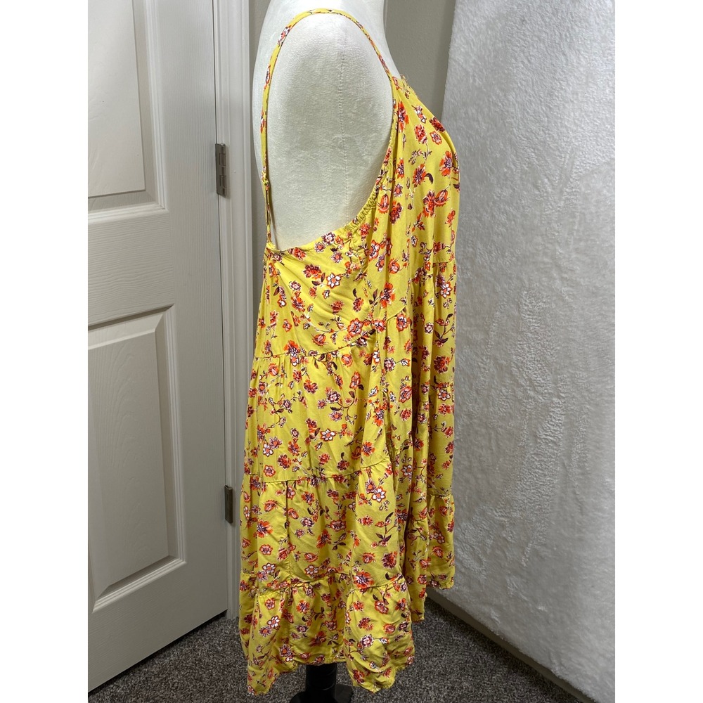 Old Navy Floral Yellow Tiered Summer Dress With Pockets Cottagecore Boho Size XL - Picture 2 of 7